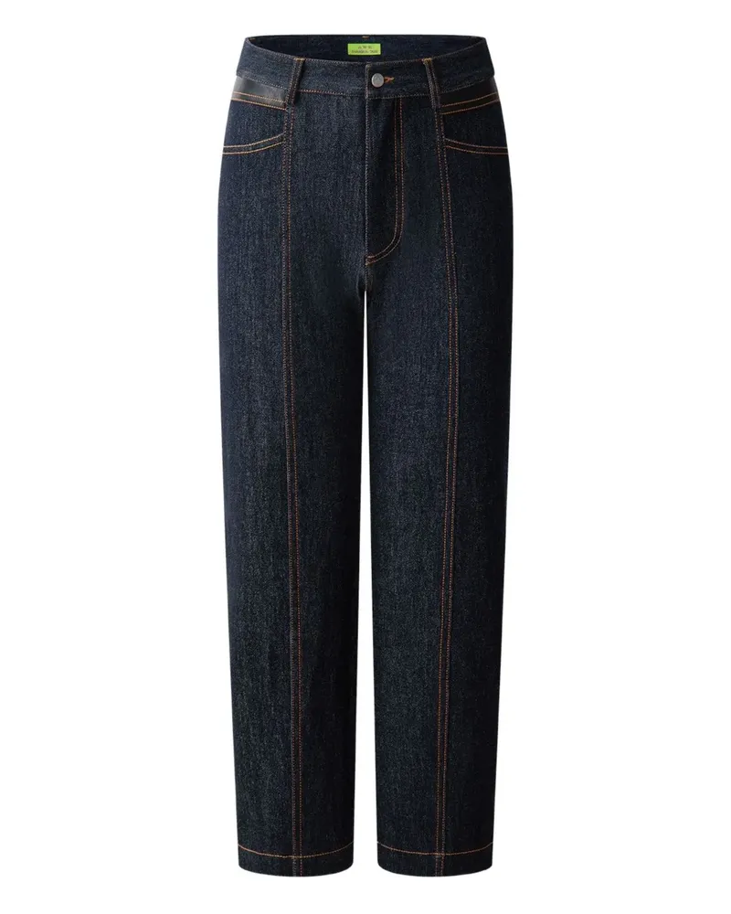 Shanghai Tang Tang Jeans mit Leder-Patch - Schwarz Schwarz