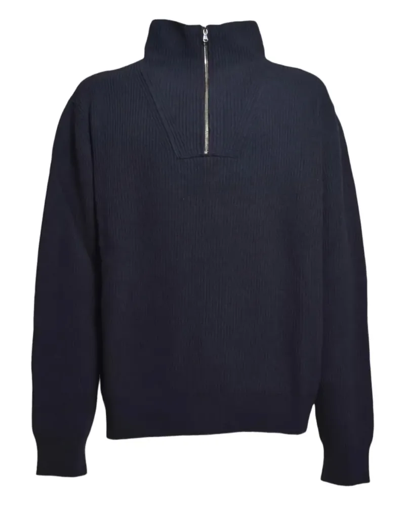 PAURA Gerippter Strickpullover mit Reißverschluss - Blau Blau