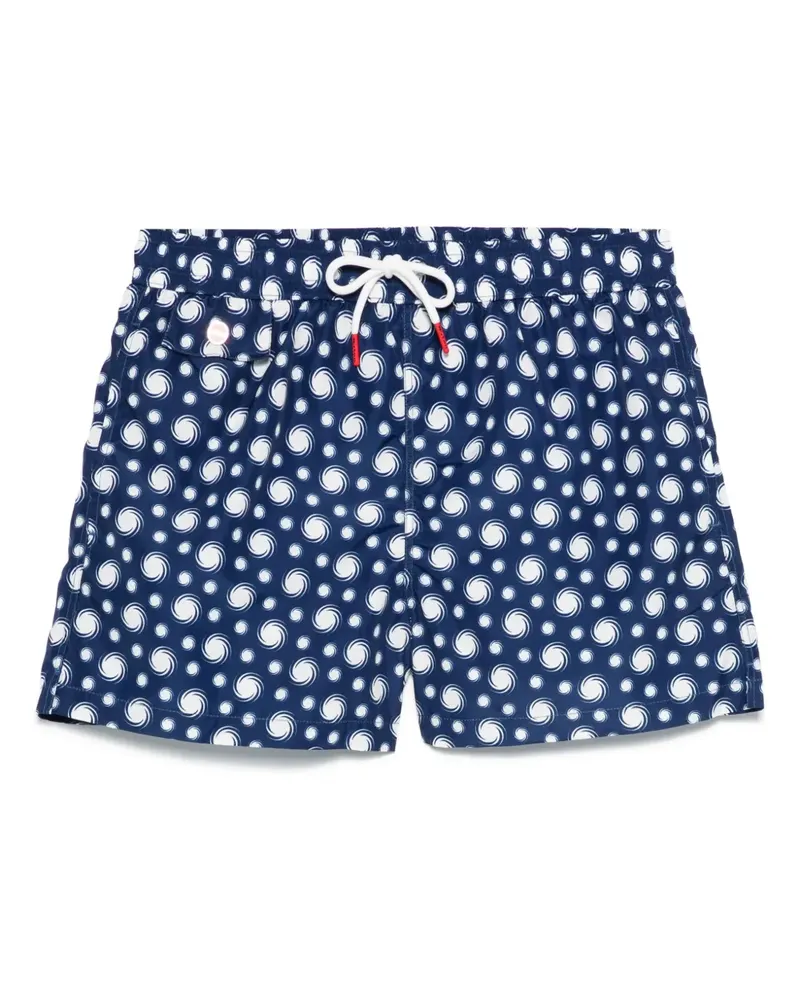 Kiton Badeshorts mit Wirbel-Print - Blau Blau