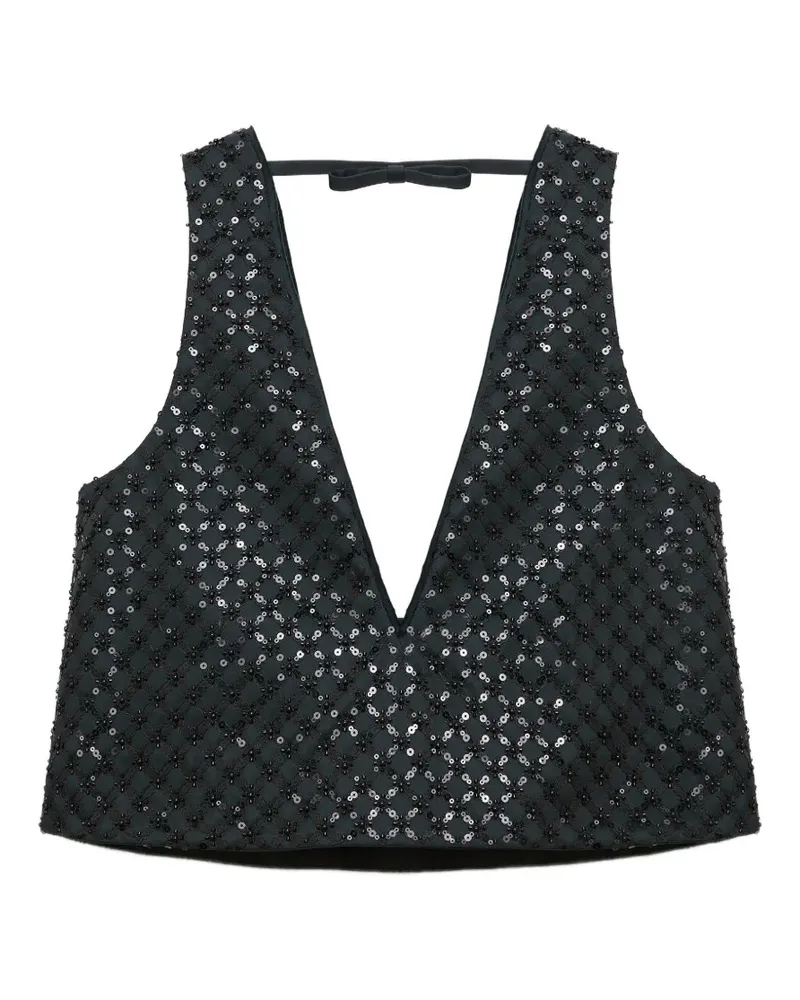 Dorothee Schumacher Paillettenoberteil mit V-Ausschnitt - Schwarz Schwarz