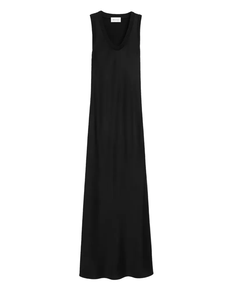 AMI Paris Maxi-Trägerkleid mit geripptem Saum - Schwarz Schwarz