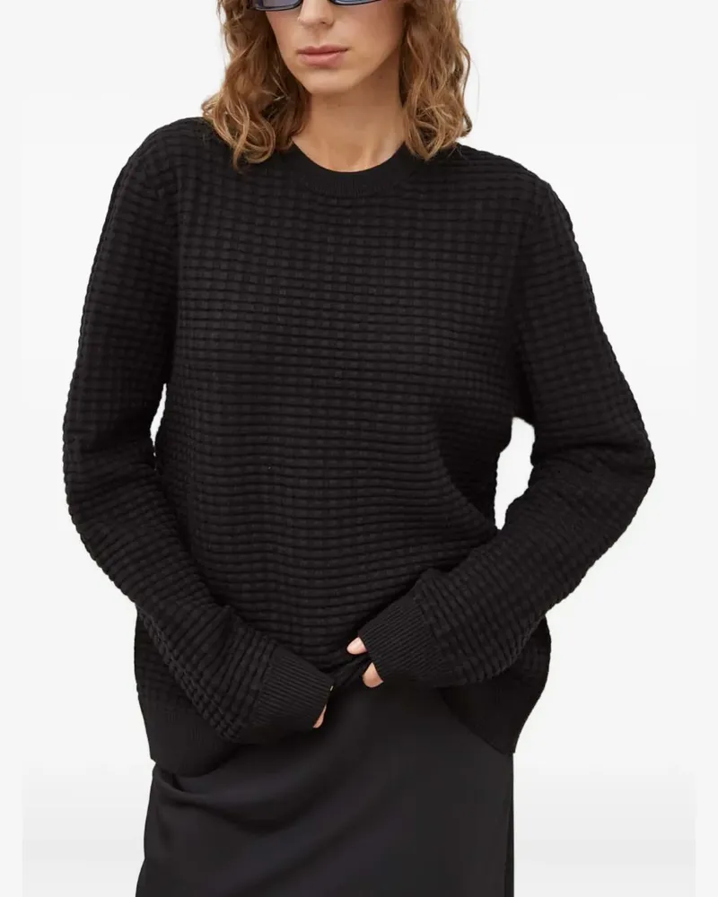 Samsøe & Samsøe Pullover mit Waffeloptik - Schwarz Schwarz