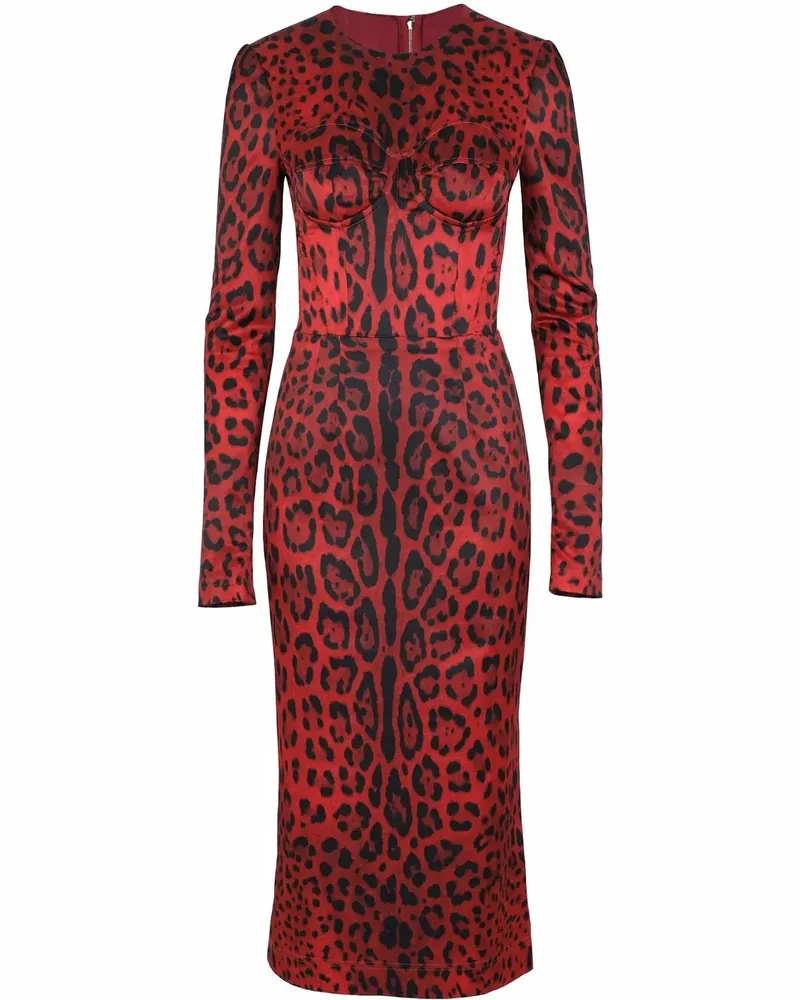 Dolce & Gabbana Kleid mit Leoparden-Print - Rot Rot