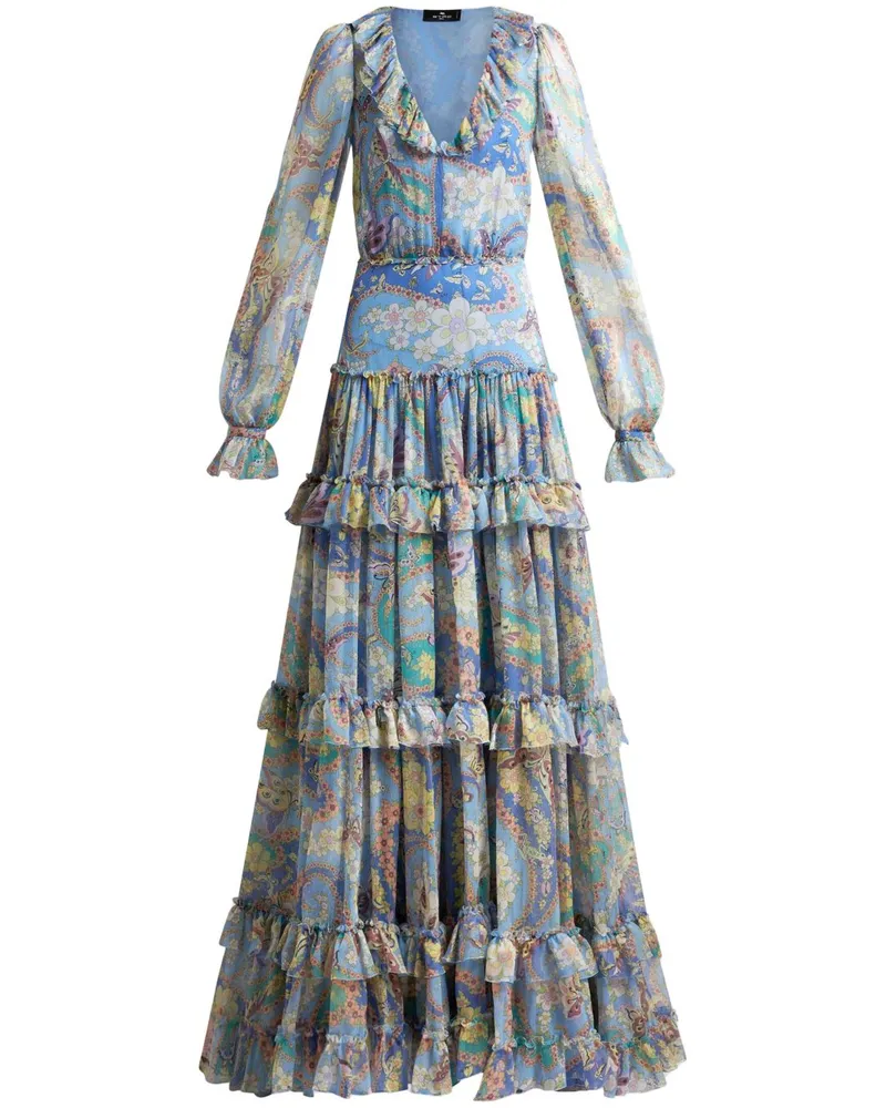 Etro Maxikleid mit Blumen-Print - Blau Blau