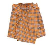 Asymmetrischer Minirock mit Karomuster - Orange