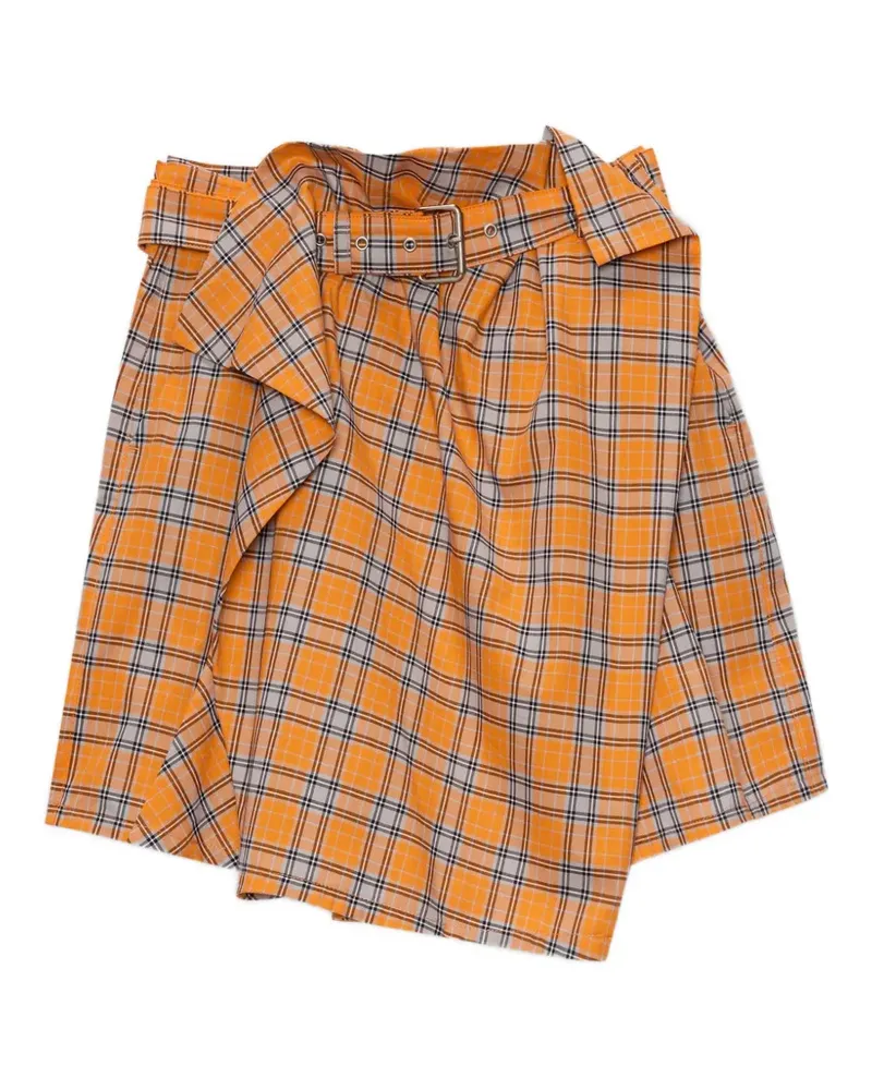 MSGM Asymmetrischer Minirock mit Karomuster - Orange Orange