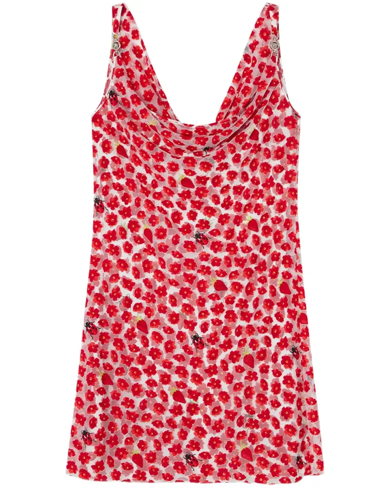 Versace Strawberry Garden Devoré-Minikleid - Weiß Weiß