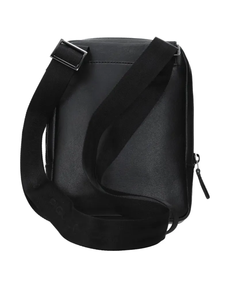 Piquadro logo-plaque leather crossbody bag - Schwarz Schwarz