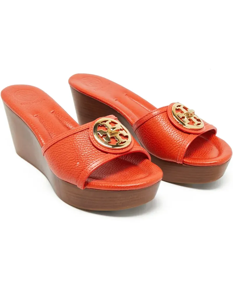 Tory Burch Selma leather wedge sandals - Orange Orange