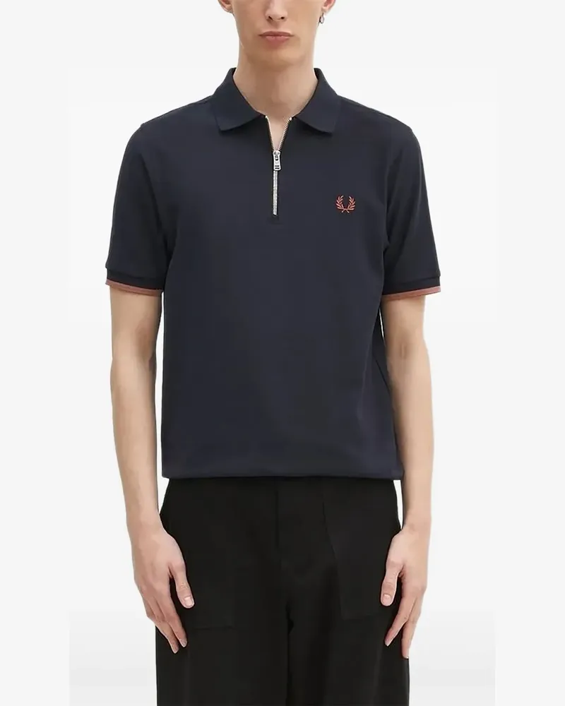 Fred Perry Poloshirt mit Reißverschlusskragen - Blau Blau