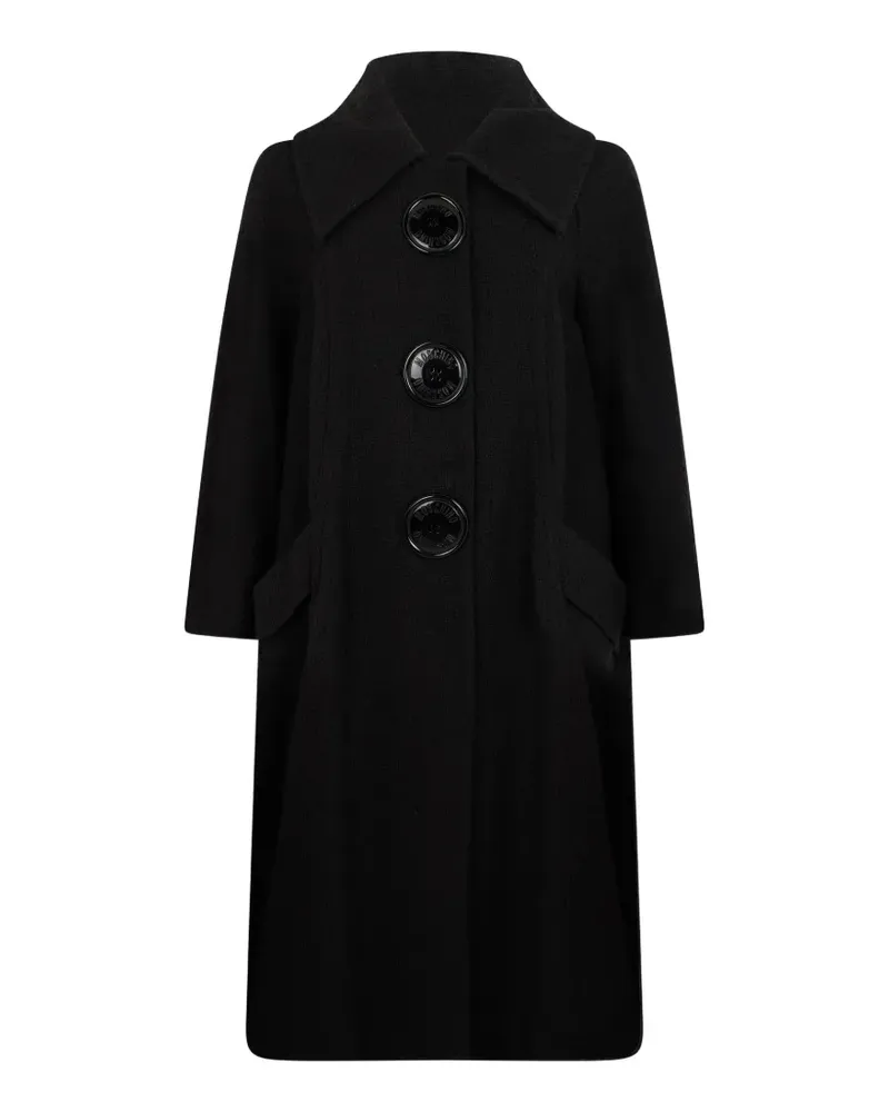 Moschino elegant logo-button flared-sleeve coat - Schwarz Schwarz