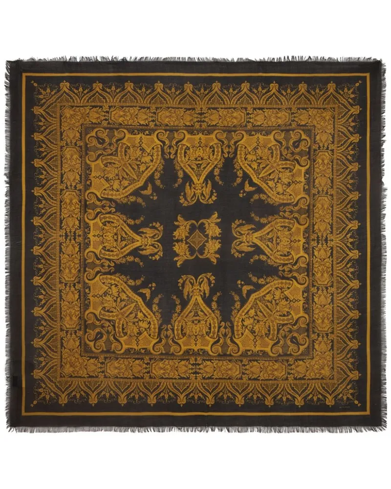 Etro Ausgefranster Schal mit Paisley-Print - Schwarz Schwarz