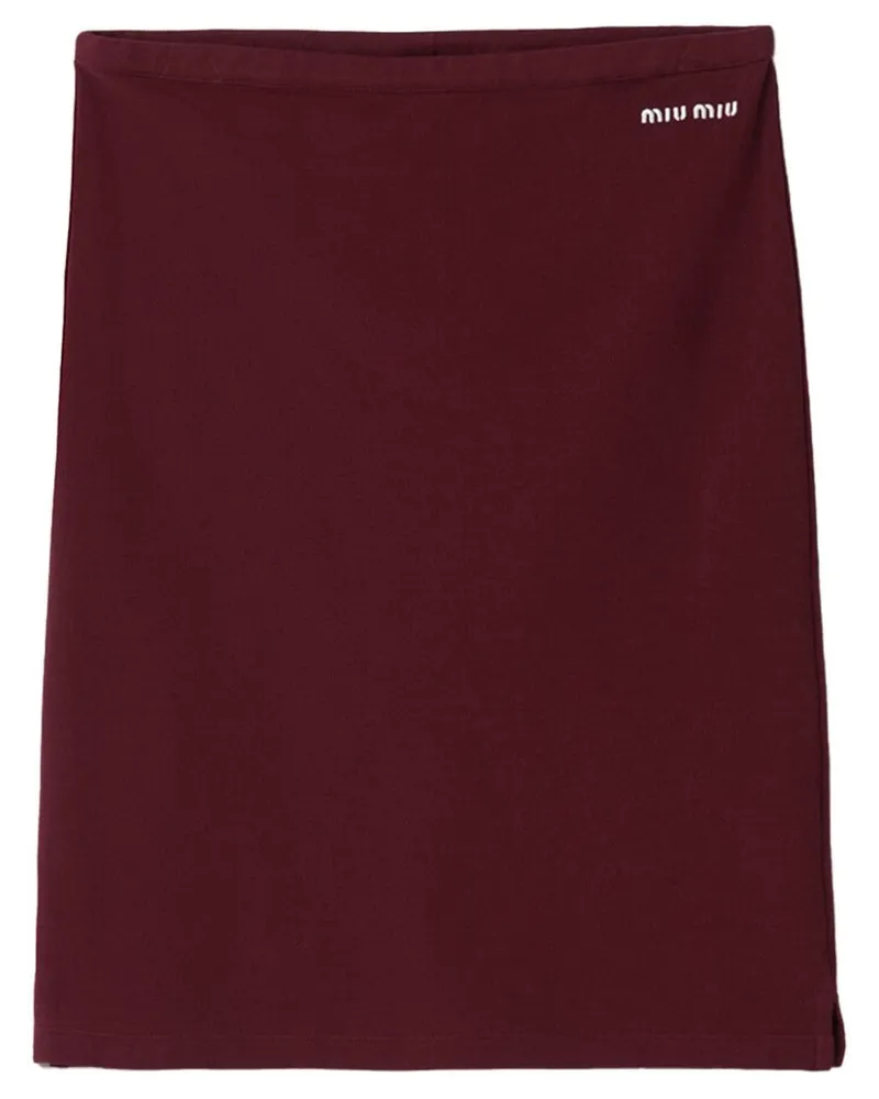 Miu Miu Pikee-Rock mit Logo-Stickerei - Rot Rot