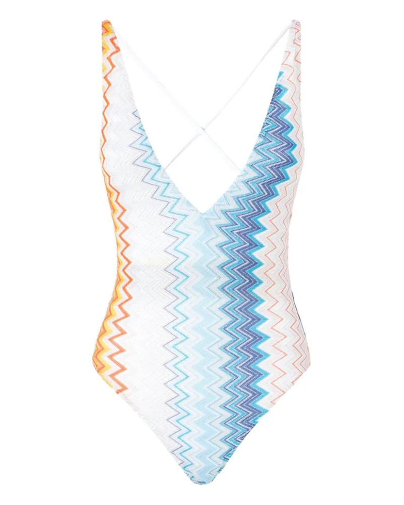 Missoni Badeanzug mit Zickzackmuster - Weiß Weiß