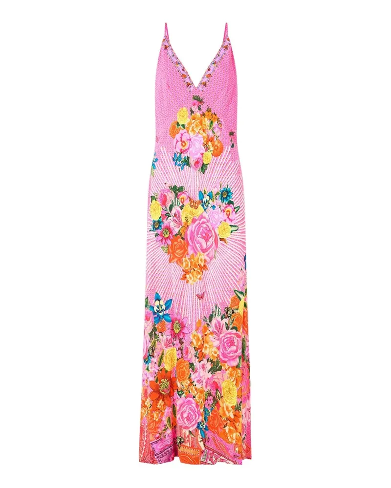 Camilla Maxikleid mit Blumenprint - Rosa Rosa
