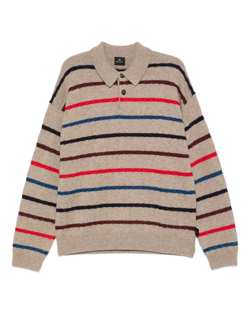 Paul Smith Gestreifter Pullover mit Polokragen - Nude Nude