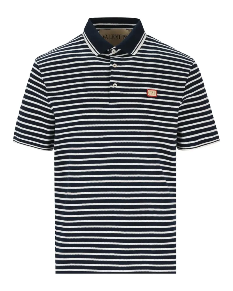 Valentino Garavani Poloshirt aus Baumwollpiqué mit VLogo-Patch - Weiß Weiß