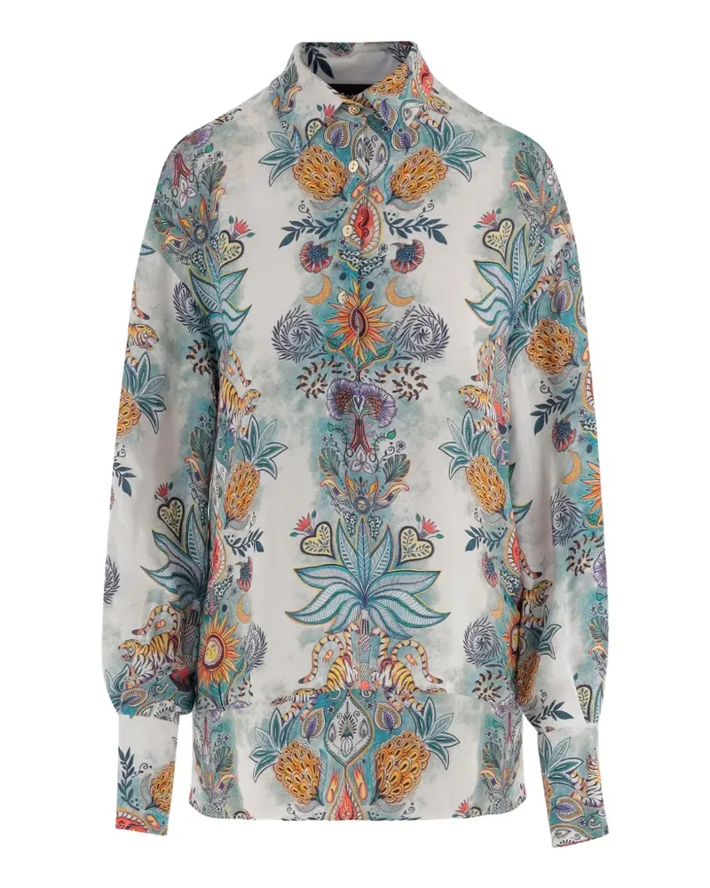 Just Cavalli botanical-print long-sleeve shirt - Weiß Weiß