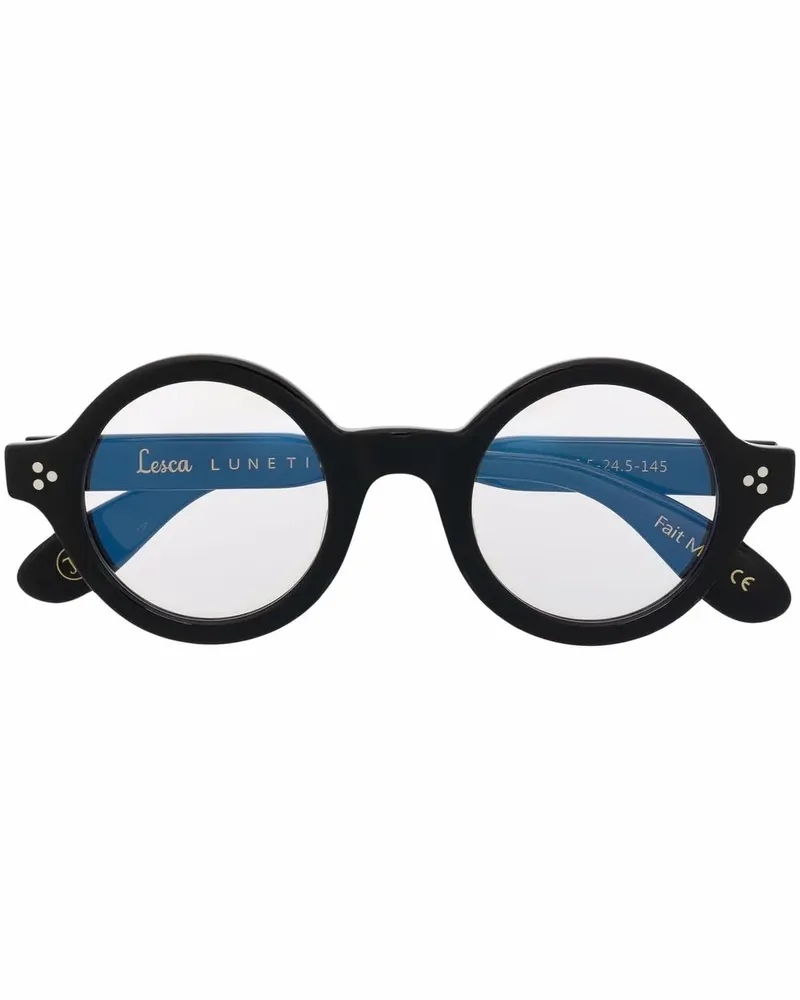 Lesca Runde Saga Brille - Schwarz Schwarz