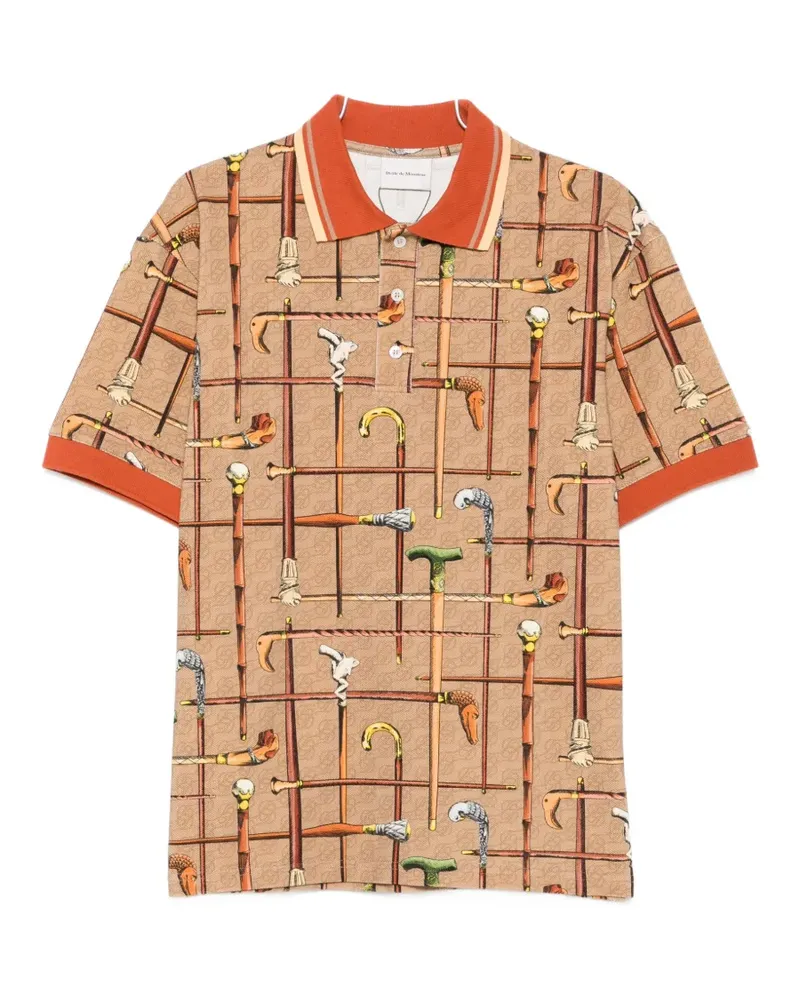 Drôle de Monsieur cannes-print polo shirt - Braun Braun