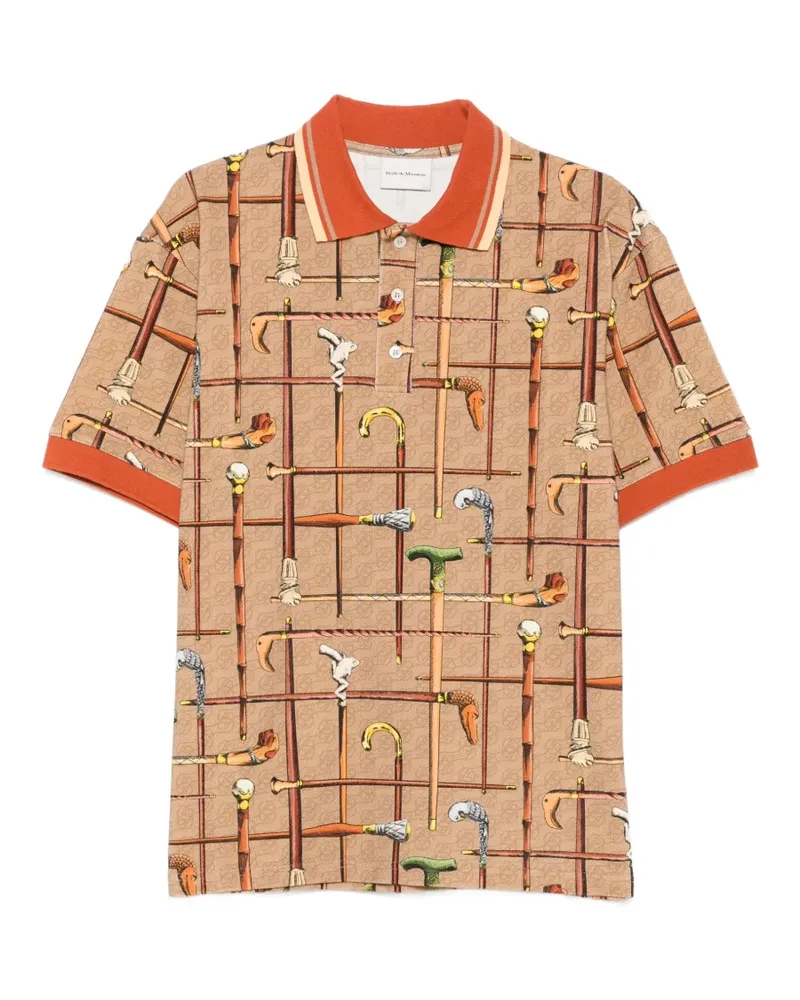 Drôle de Monsieur cannes-print polo shirt - Braun Braun