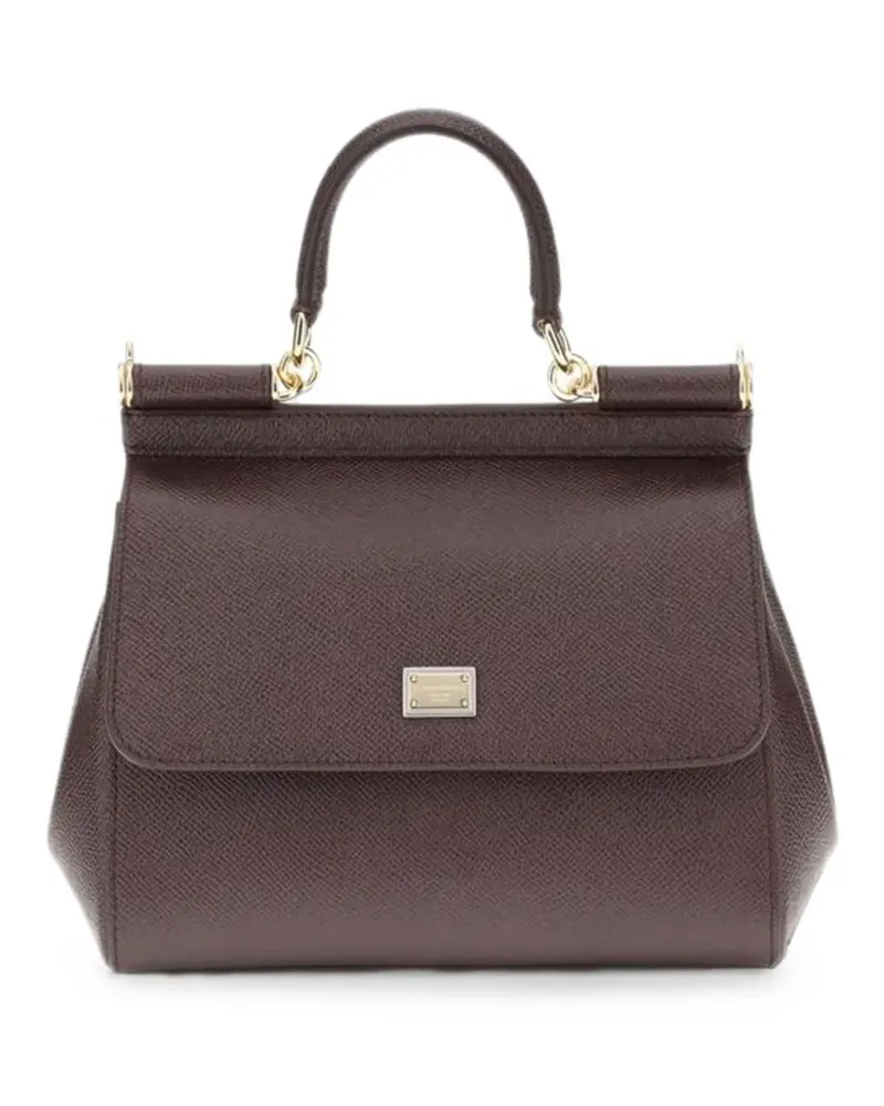 Dolce & Gabbana Sicily leather small satchel bag - Braun Braun