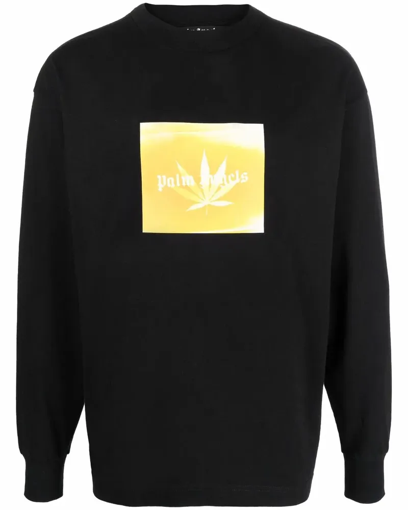Palm Angels Sweatshirt mit Blatt-Print - Schwarz Schwarz