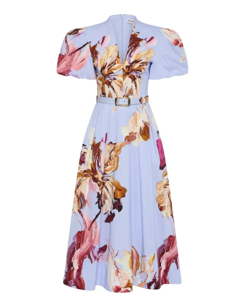 Rebecca Vallance Midikleid mit Fleur de Lis-Print - Blau Blau