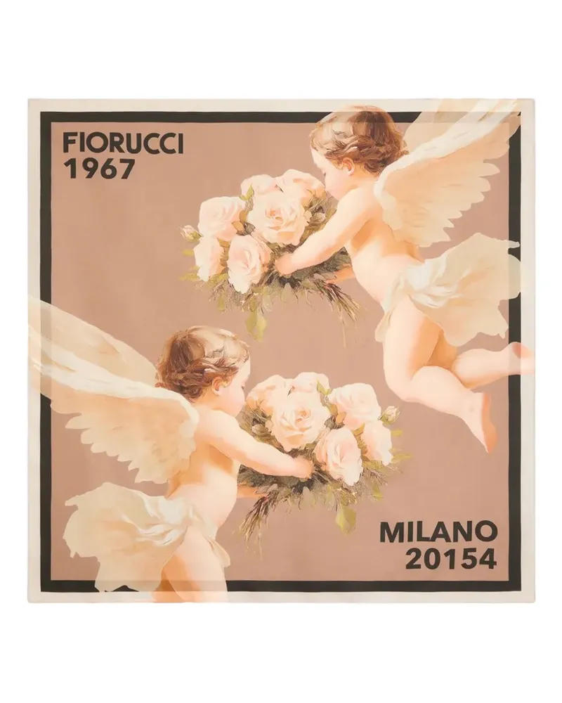 Fiorucci Seidenschal mit Bouquet Angels-Print - Nude Nude