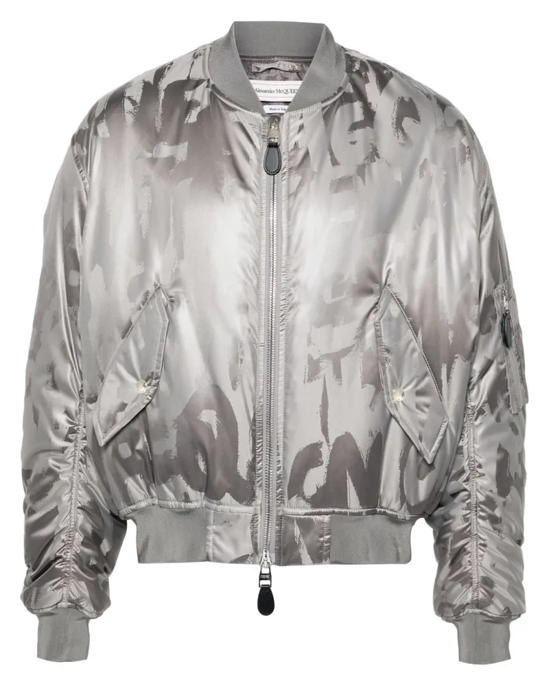 Alexander McQueen Bomberjacke mit Logo-Print - Silber Silber