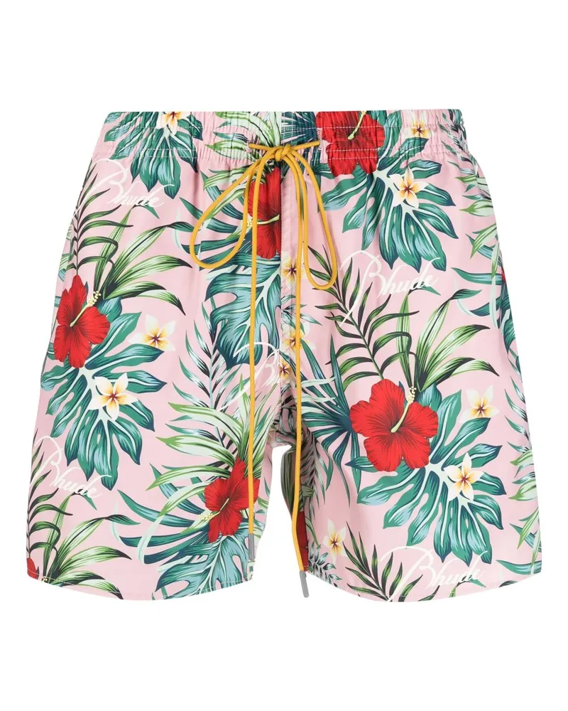 RHUDE Badeshorts mit Hawaii-Print - Rosa Rosa