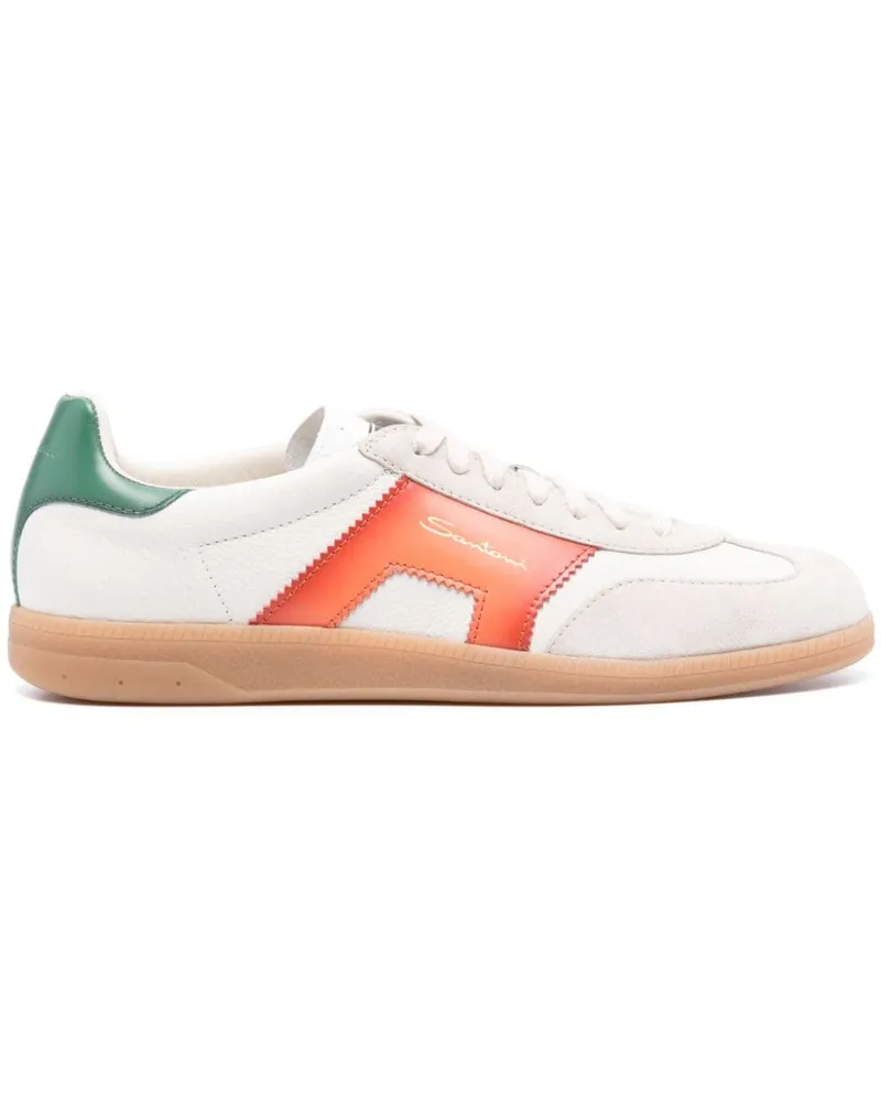 Santoni Sneakers in Colour-Block-Optik - Weiß Weiß