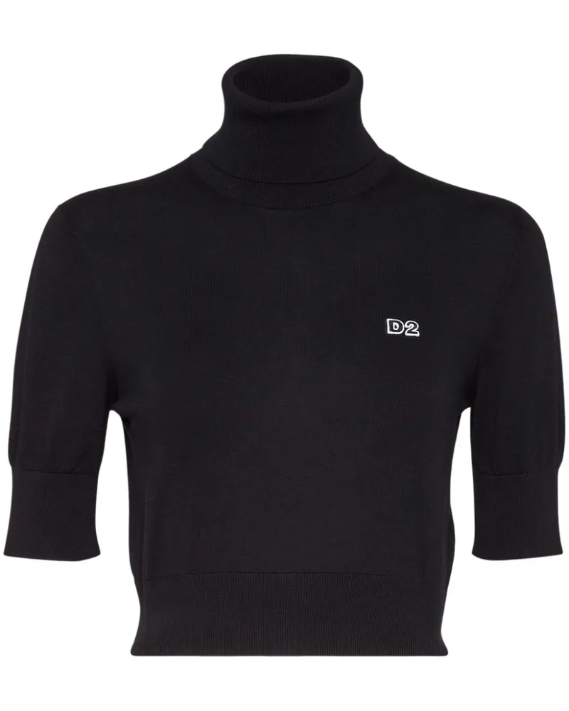 Dsquared2 D2 Cropped-Top mit Rollkragen - Schwarz Schwarz