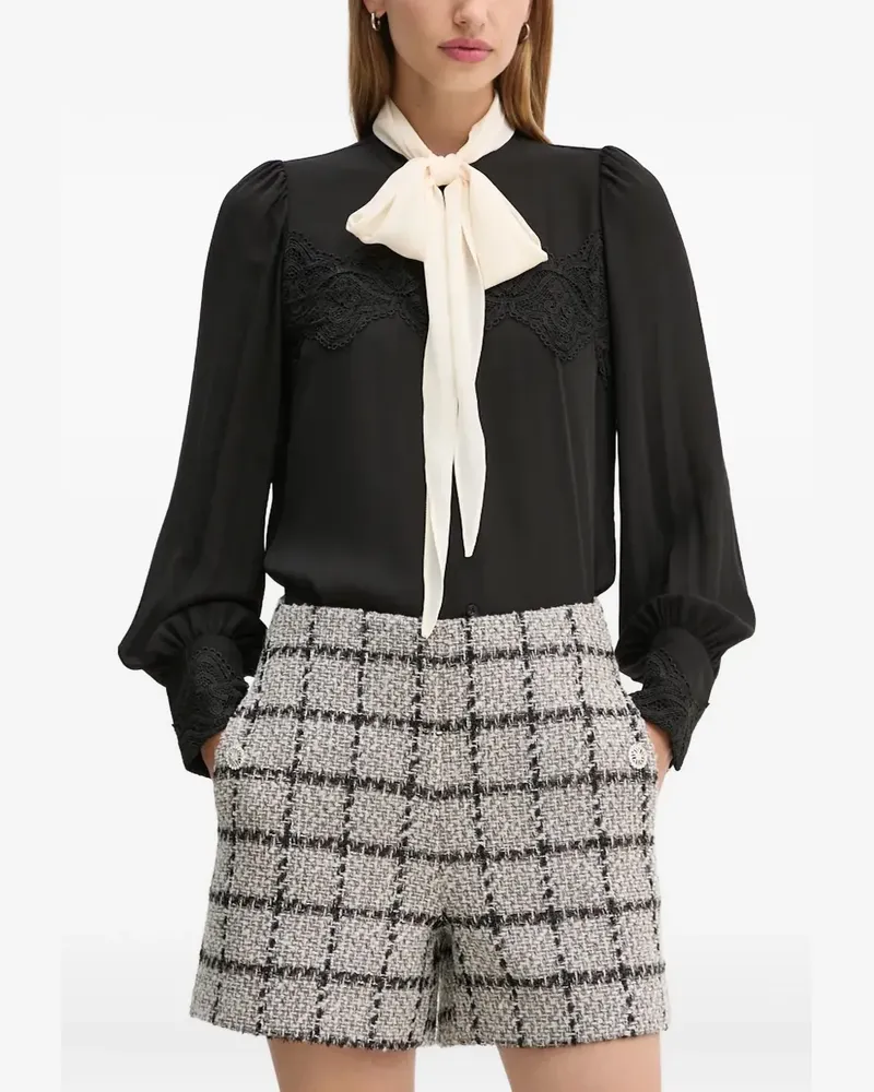BRUUNS BAZAAR Bluse mit Spitzeneinsätzen - Schwarz Schwarz