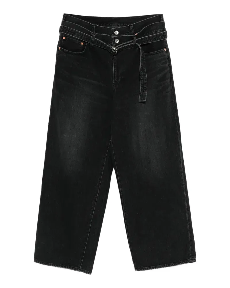 Sacai belted denim - Schwarz Schwarz