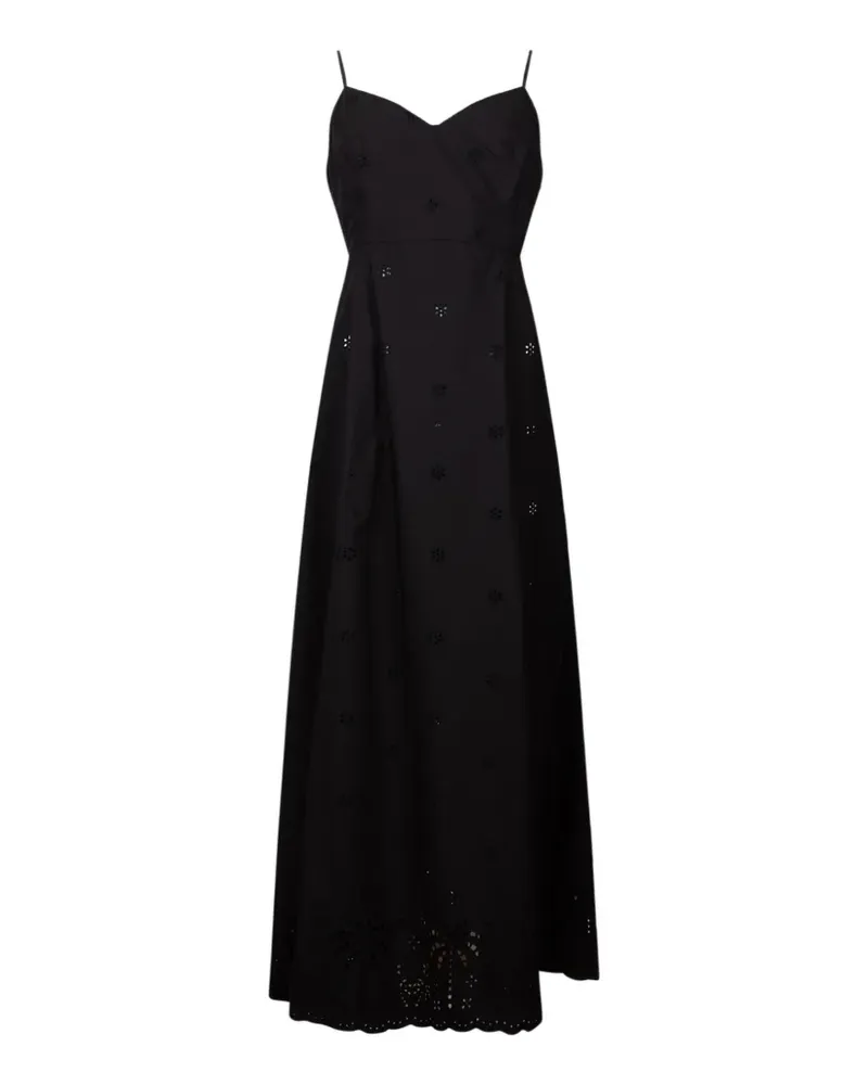 MC2 Saint Barth broderie-anglaise smocked-waist maxi dress - Schwarz Schwarz