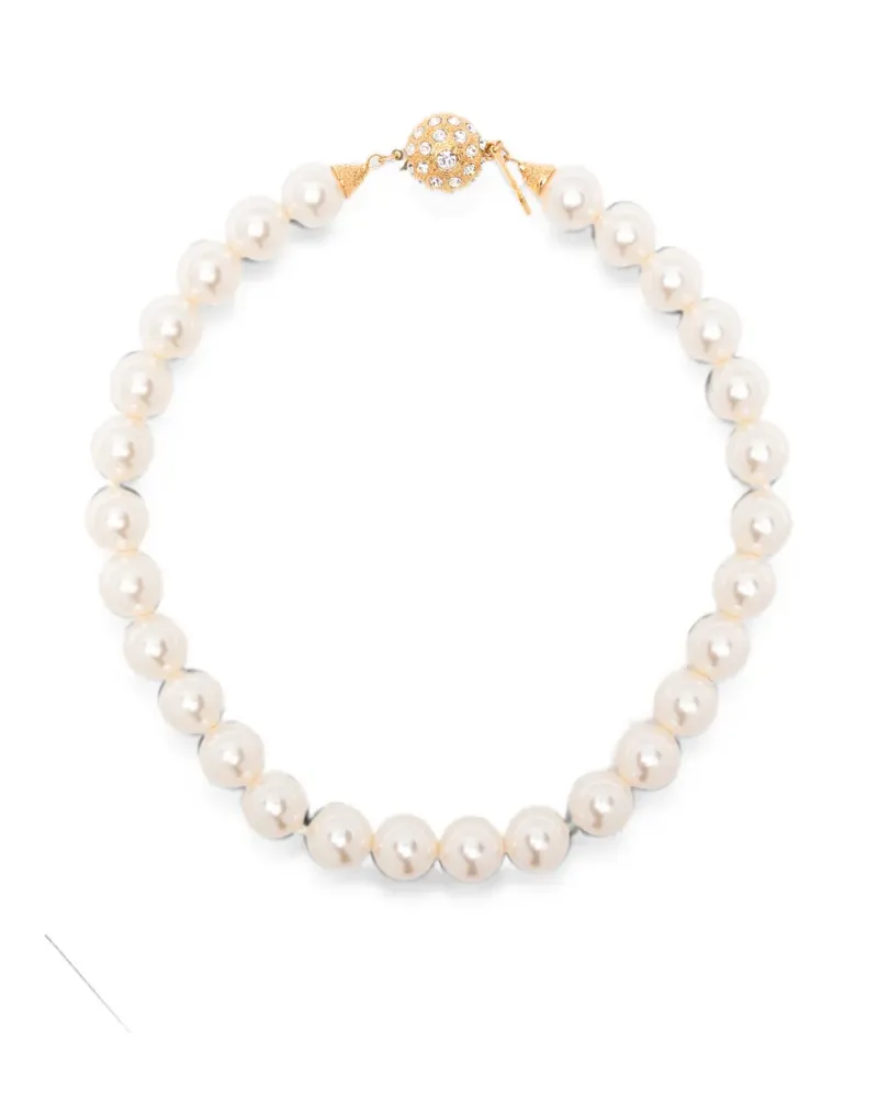 Alessandra Rich logo-engraved necklace - Nude Nude