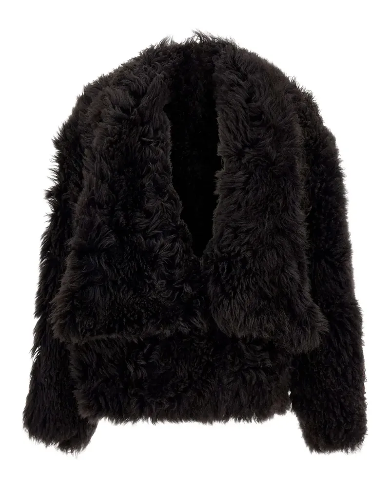 7 for all mankind shearling lapel-collar jacket - Schwarz Schwarz