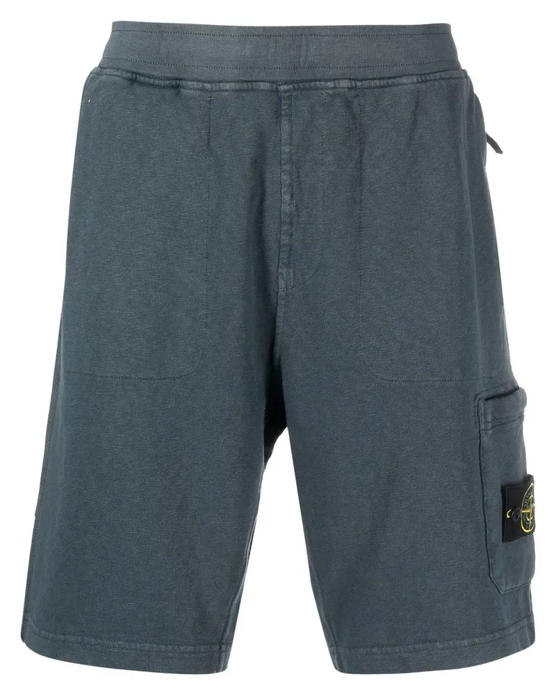 Stone Island Knielange Shorts mit Logo-Patch - Blau Blau