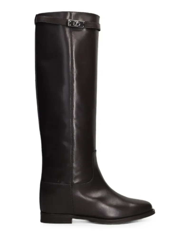 Via Roma 15 buckled leather knee-high boots - Braun Braun