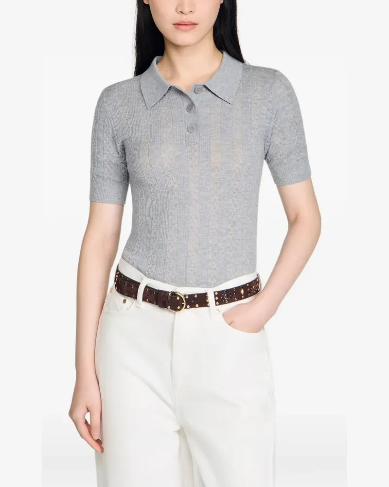 Sandro Poloshirt aus Pointelle-Strick - Grau Grau