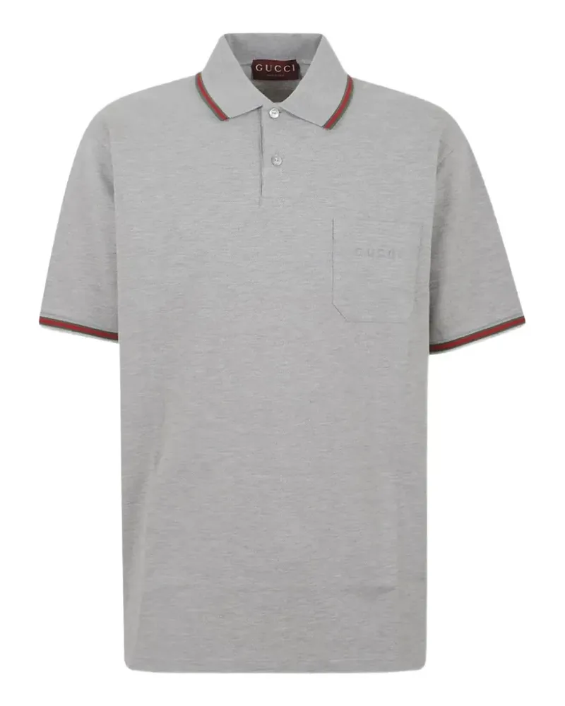 Gucci Poloshirt aus Baumwoll-Piqué mit Stickerei - Grau Grau
