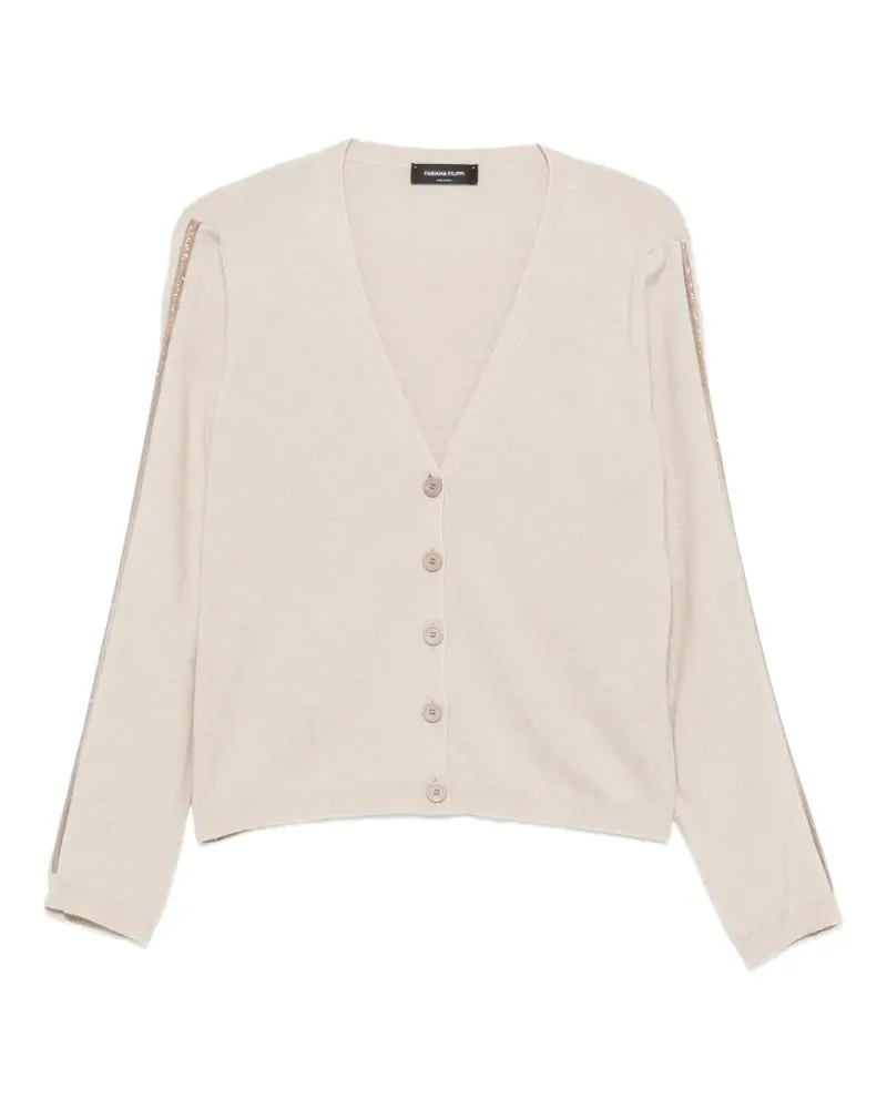 Fabiana Filippi bead-embellished V-neck cardigan - Nude Nude