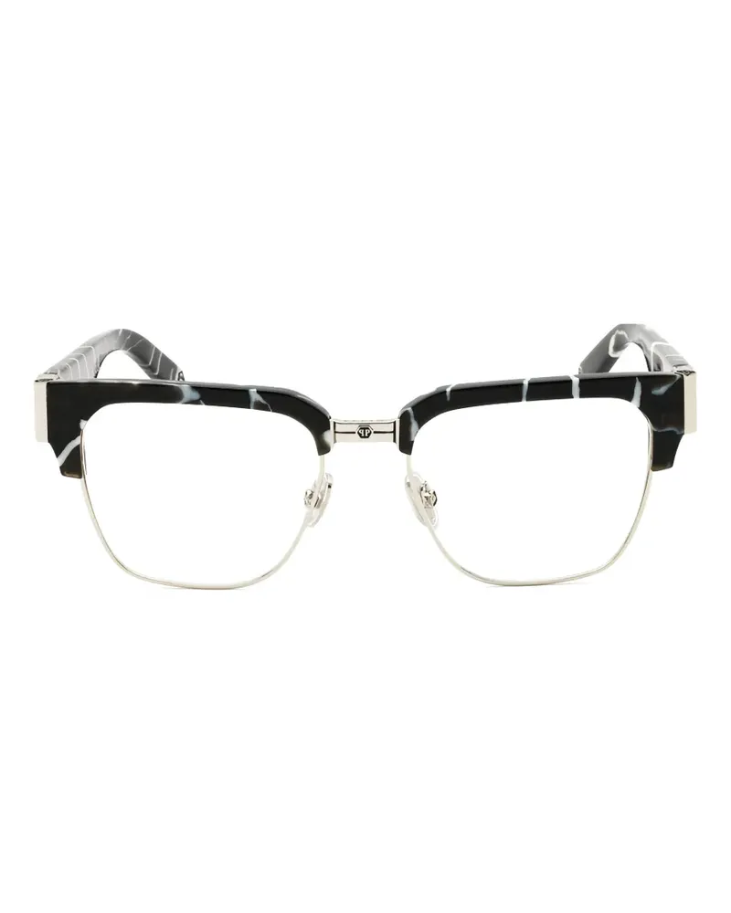 Philipp Plein Sonnenbrille mit Marmor-Effekt - Schwarz Schwarz