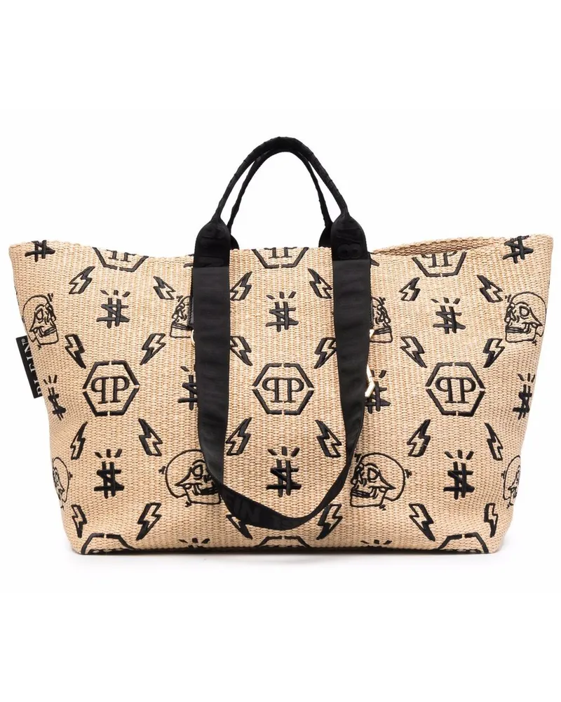 Philipp Plein Korbtasche mit Monogramm Nude