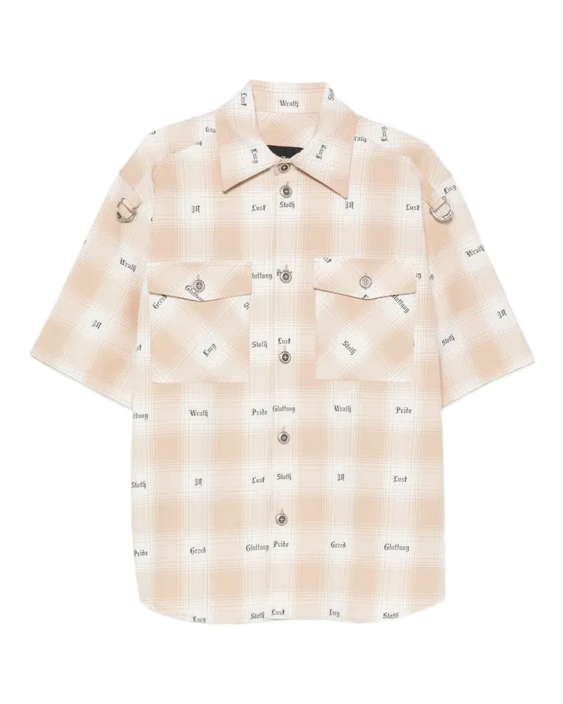 John Richmond check-print short-sleeve shirt - Nude Nude