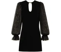 Strickkleid mit Spitze - Schwarz