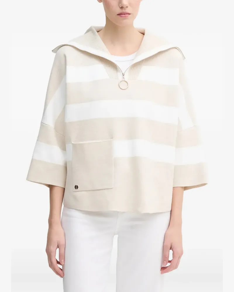 Joseph Ribkoff striped-pattern half-zip sweater - Nude Nude