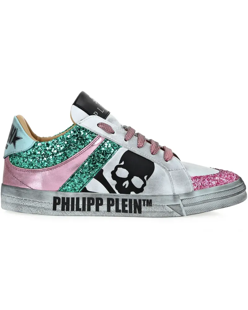Philipp Plein Glitter Skull Sneakers - Weiß Weiß