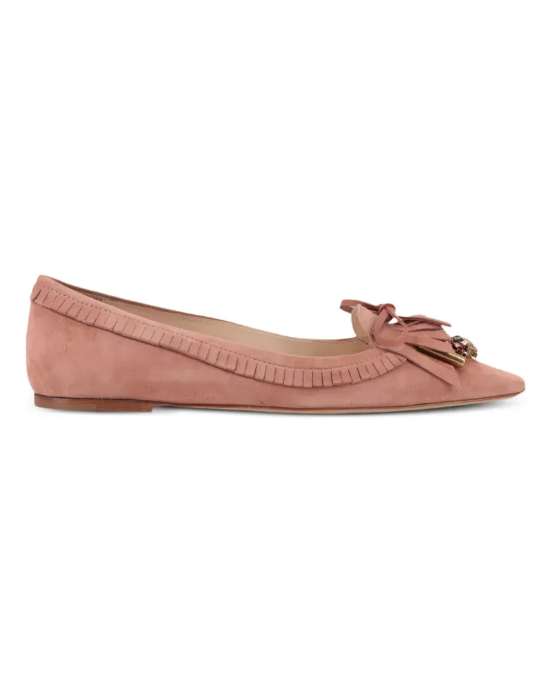 TOD'S Ballerinas mit Fransen und Kristallen - Rosa Rosa